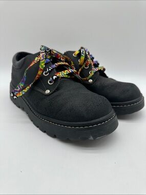 Vintage Skechers Jammers Black Suede-Look Chunky Platform Oxfords 90s y2k